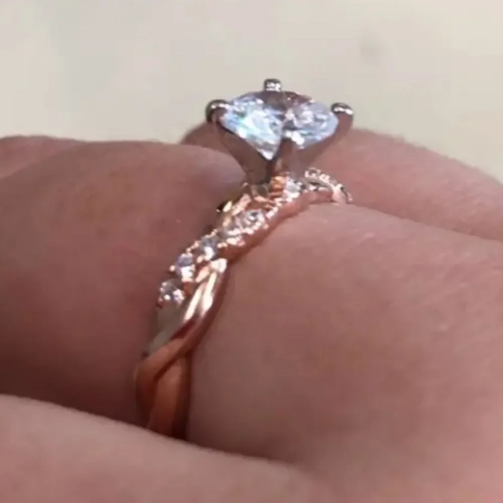 S925 Sterling silver Two-tone halo diamond wedding ring